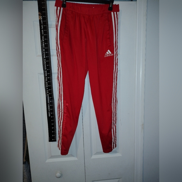 Adidas Ladies Rip Away Tare Away Joggers Classic Rare New Red Track Pants - Picture 3 of 7